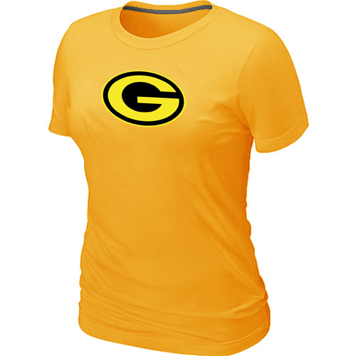 Green Bay Packers Women's Neon Logo Charcoal NFL T-Shirt - Yellow